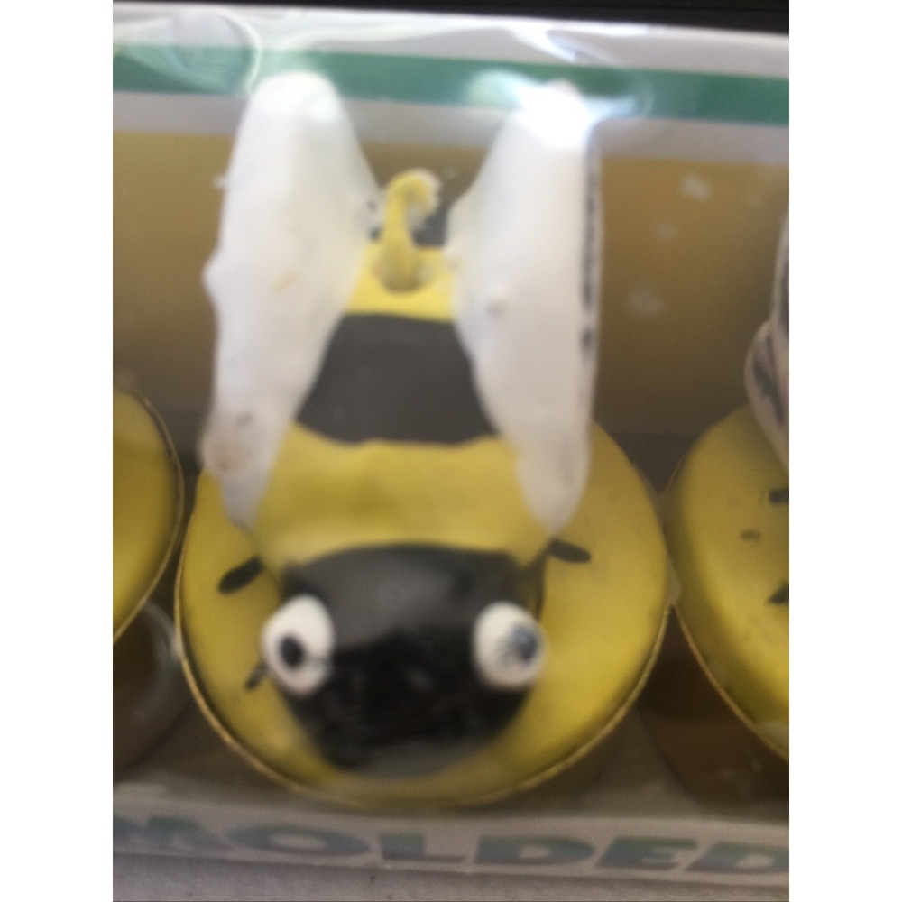 Vintage New Amscan Mini Molded Bumble Bee‎ Votive Candles Yellow White Cute